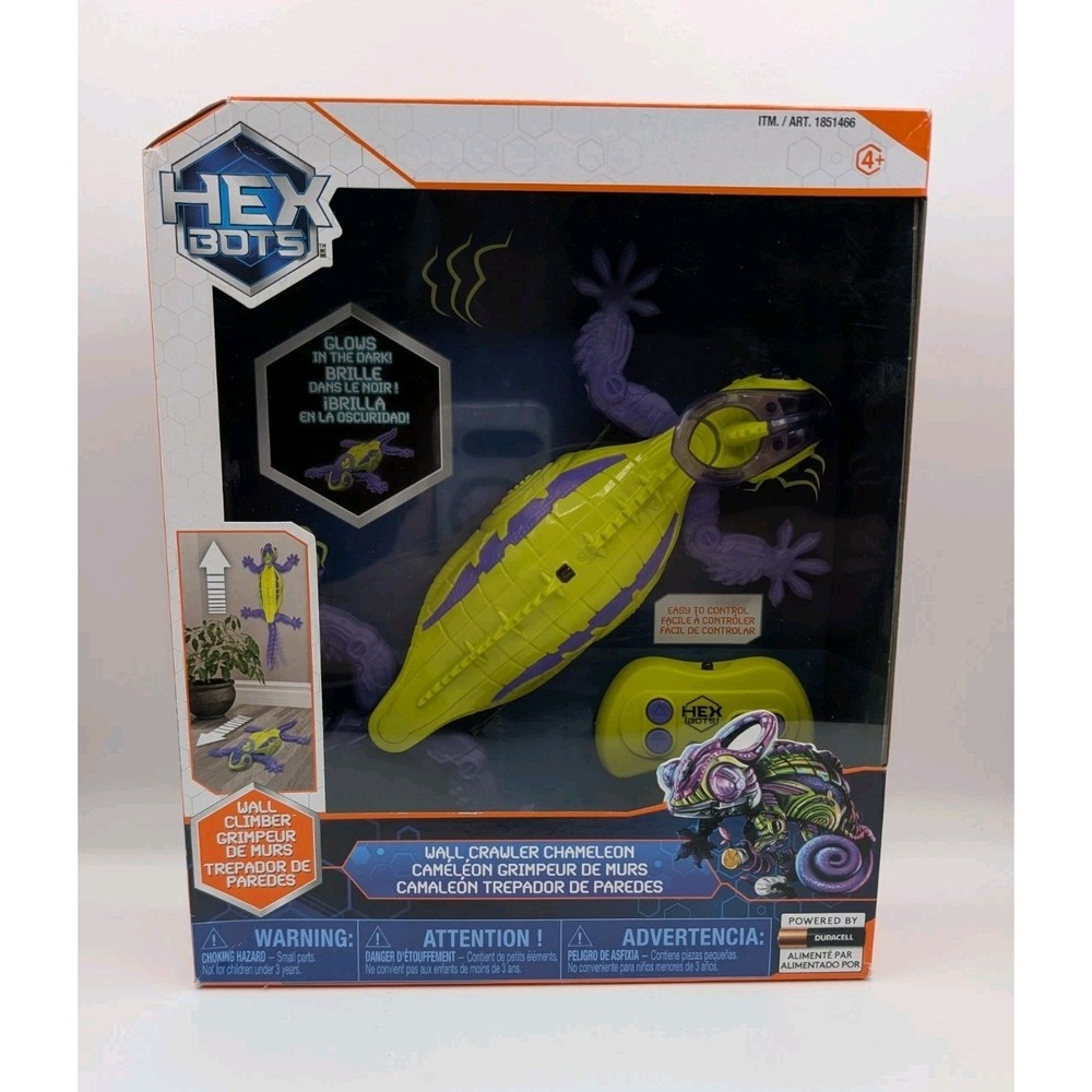 Hex Bots Remote Control Wall Crawler/Climber Glows In The Dark Chameleon NIB